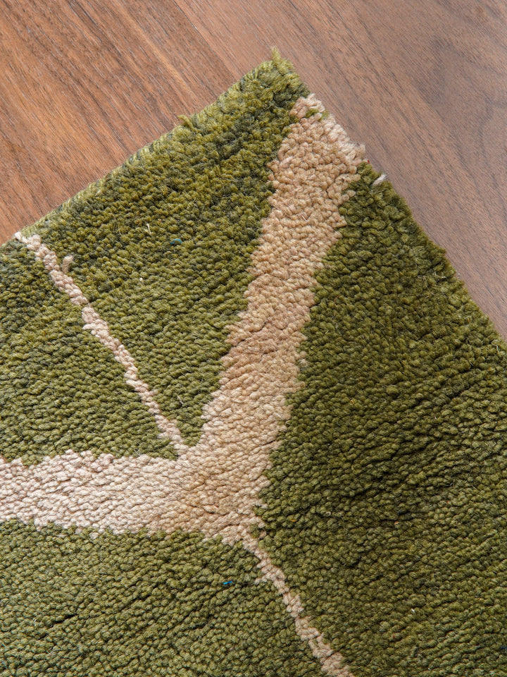 Hand Knotted Wool Area Rug Geometric Beige Brown N01052