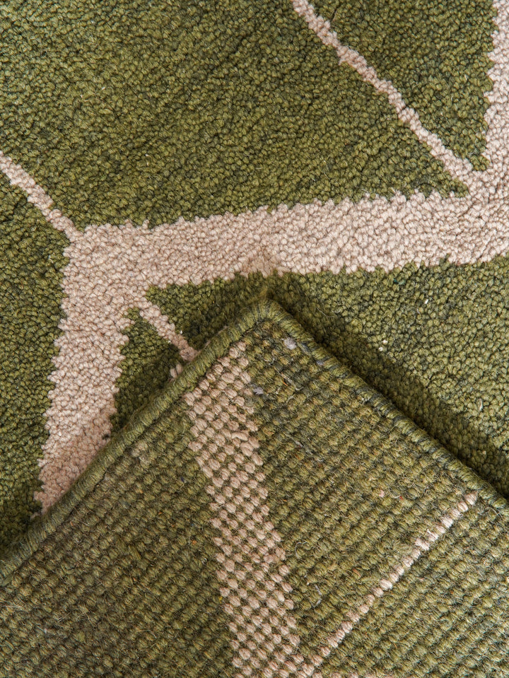 Hand Knotted Wool Area Rug Geometric Beige Brown N01052