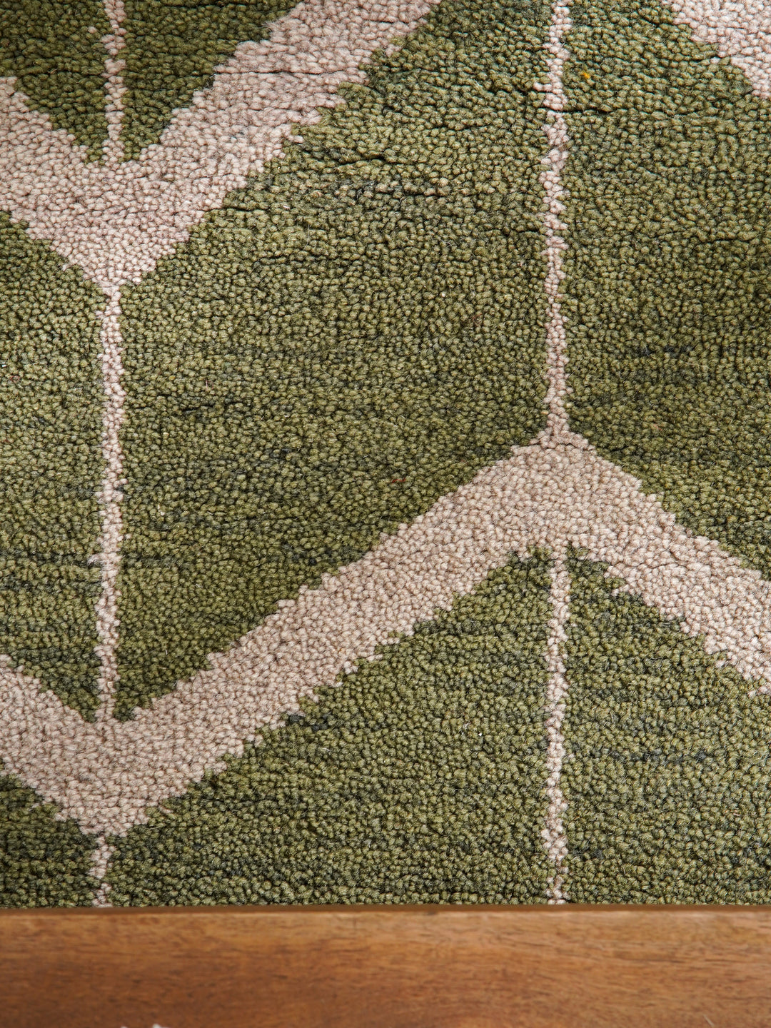 Hand Knotted Wool Area Rug Geometric Beige Brown N01052