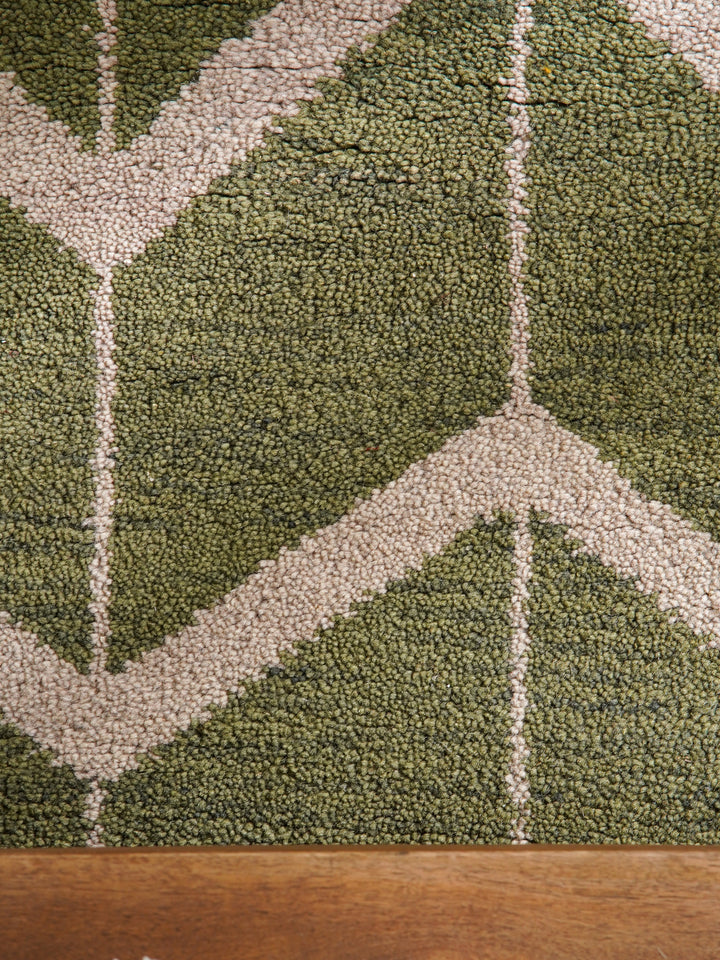 Hand Knotted Wool Area Rug Geometric Beige Brown N01052