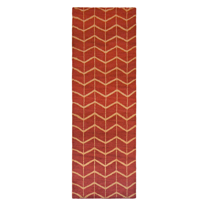 Hand Knotted Wool Area Rug Geometric Beige Brown N01052