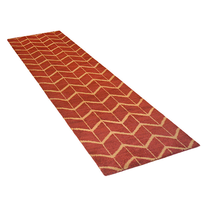 Hand Knotted Wool Area Rug Geometric Beige Brown N01052