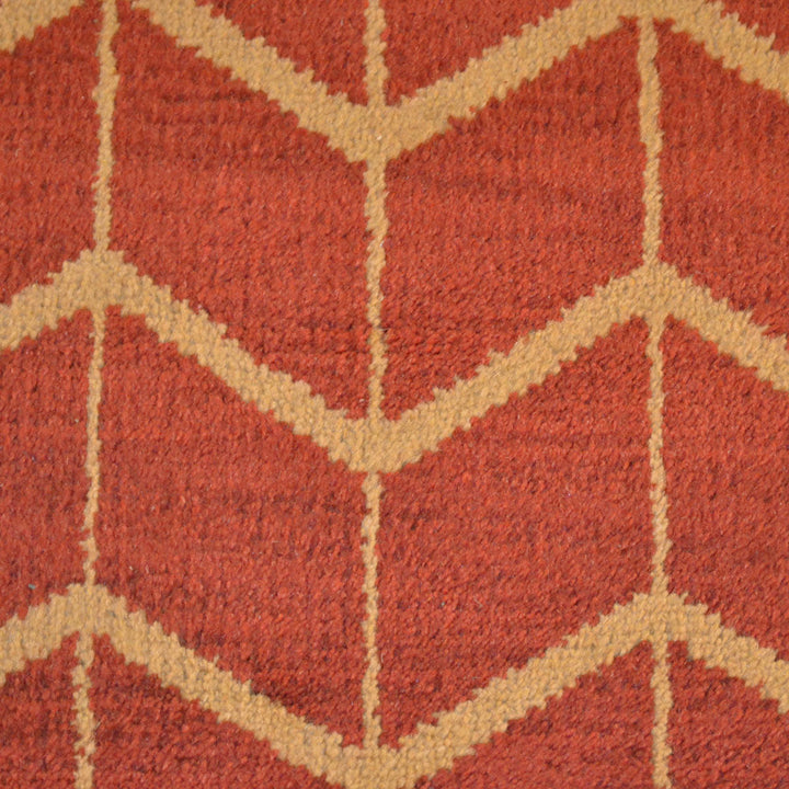 Hand Knotted Wool Area Rug Geometric Beige Brown N01052