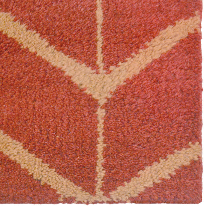 Hand Knotted Wool Area Rug Geometric Beige Brown N01052