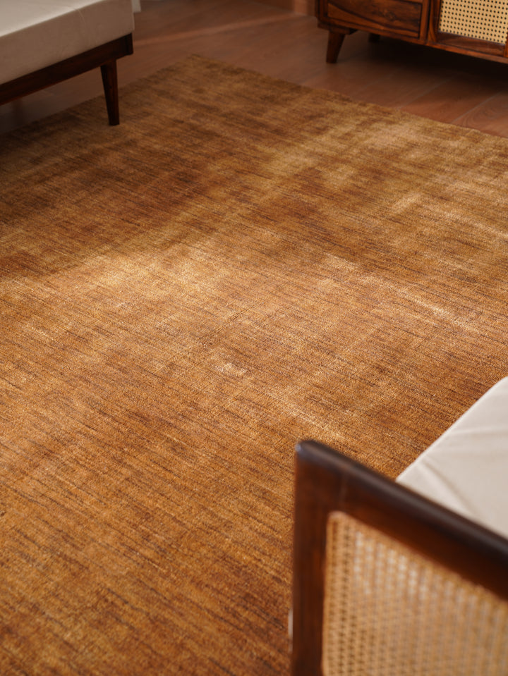 Signature Hand Knotted Wool Solid Brown Area Rug