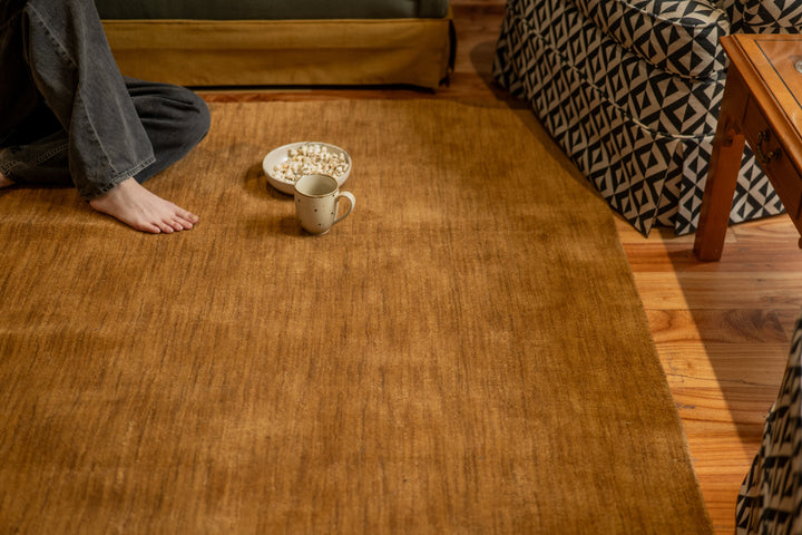 Signature Hand Knotted Wool Solid Camel Area Rug