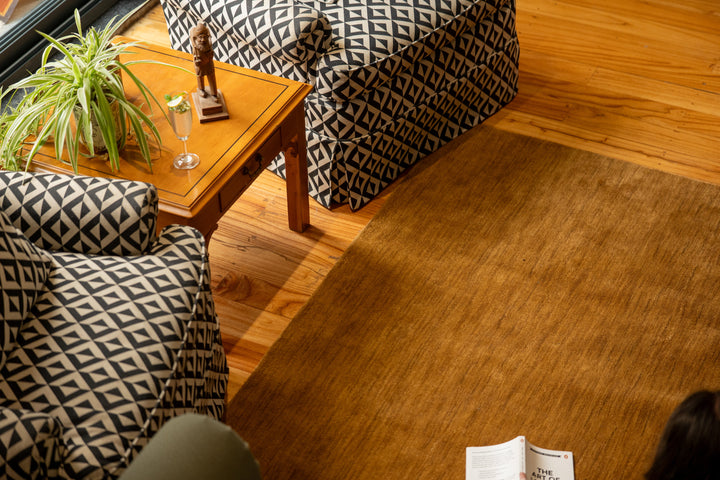 Signature Hand Knotted Wool Solid Camel Area Rug