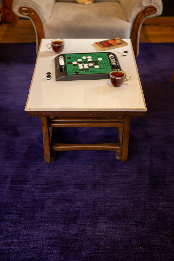 Signature Hand Knotted Wool Solid Dark Purple Area Rug