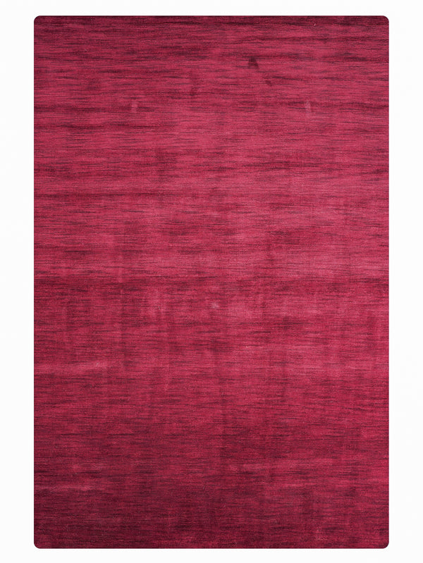 Signature Hand Knotted Wool Solid Dark Red Area Rug
