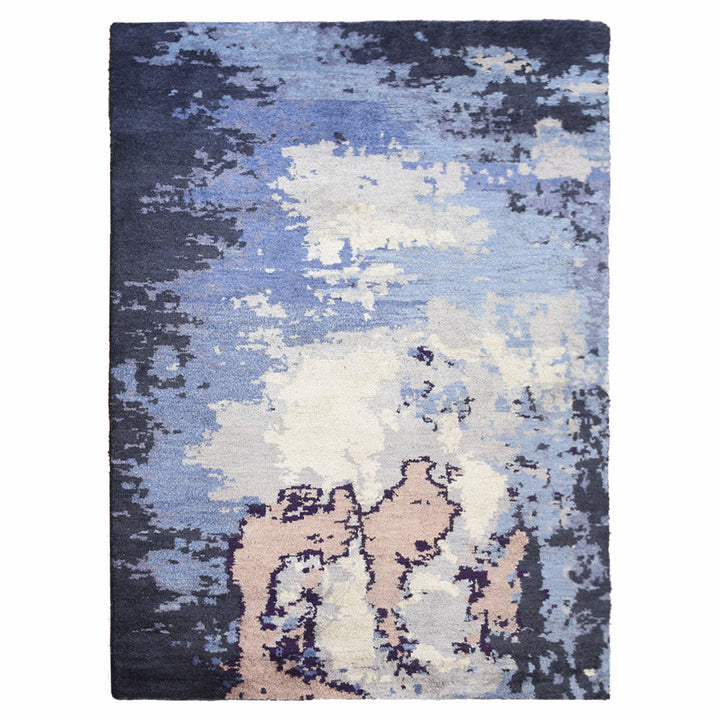Hand Knotted Silk Area Rug Abstract Multicolor NS0804