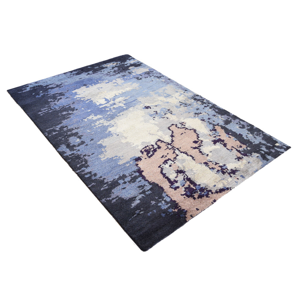 Hand Knotted Silk Area Rug Abstract Multicolor NS0804