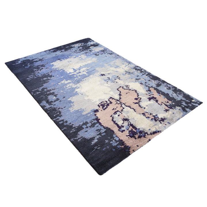 Hand Knotted Silk Area Rug Abstract Multicolor NS0804
