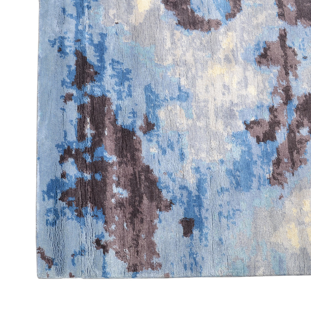 Hand Knotted Silk Area Rug Abstract Multicolor NS0804
