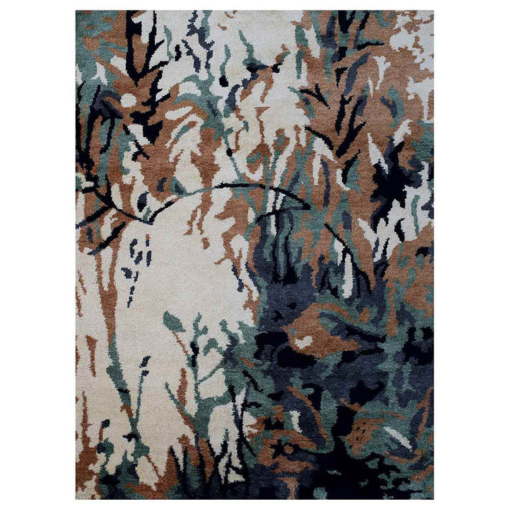 Hand Knotted Silk Area Rug Abstract Multicolor NS0817