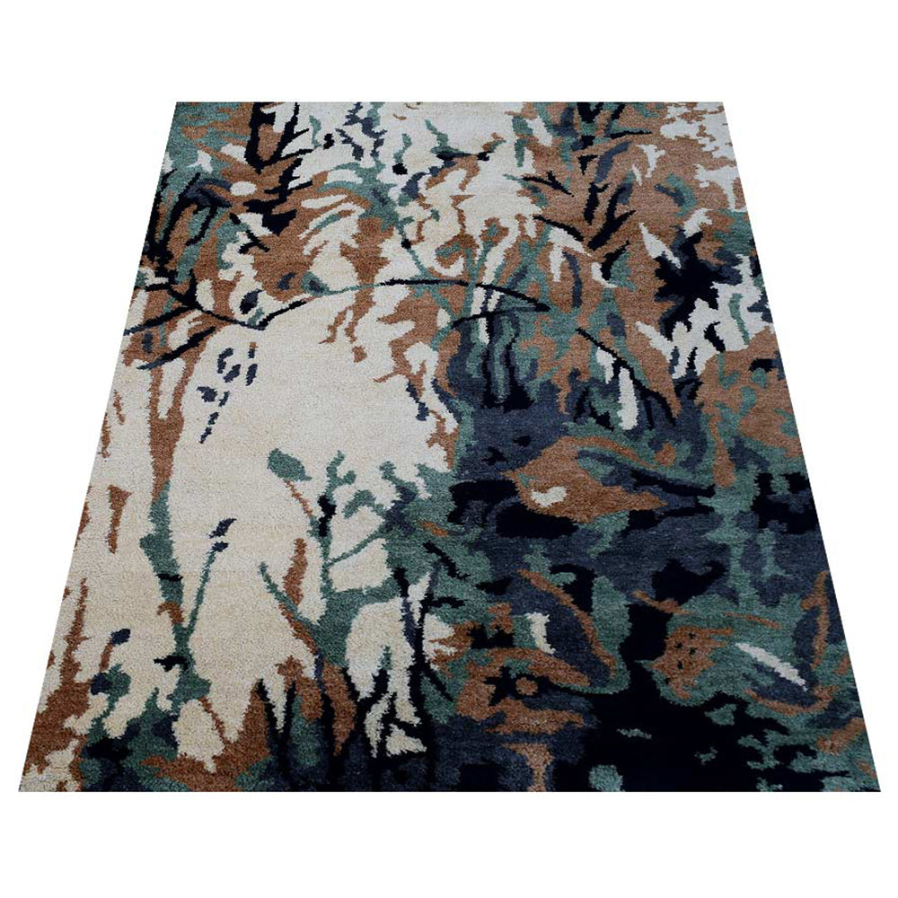 Hand Knotted Silk Area Rug Abstract Multicolor NS0817