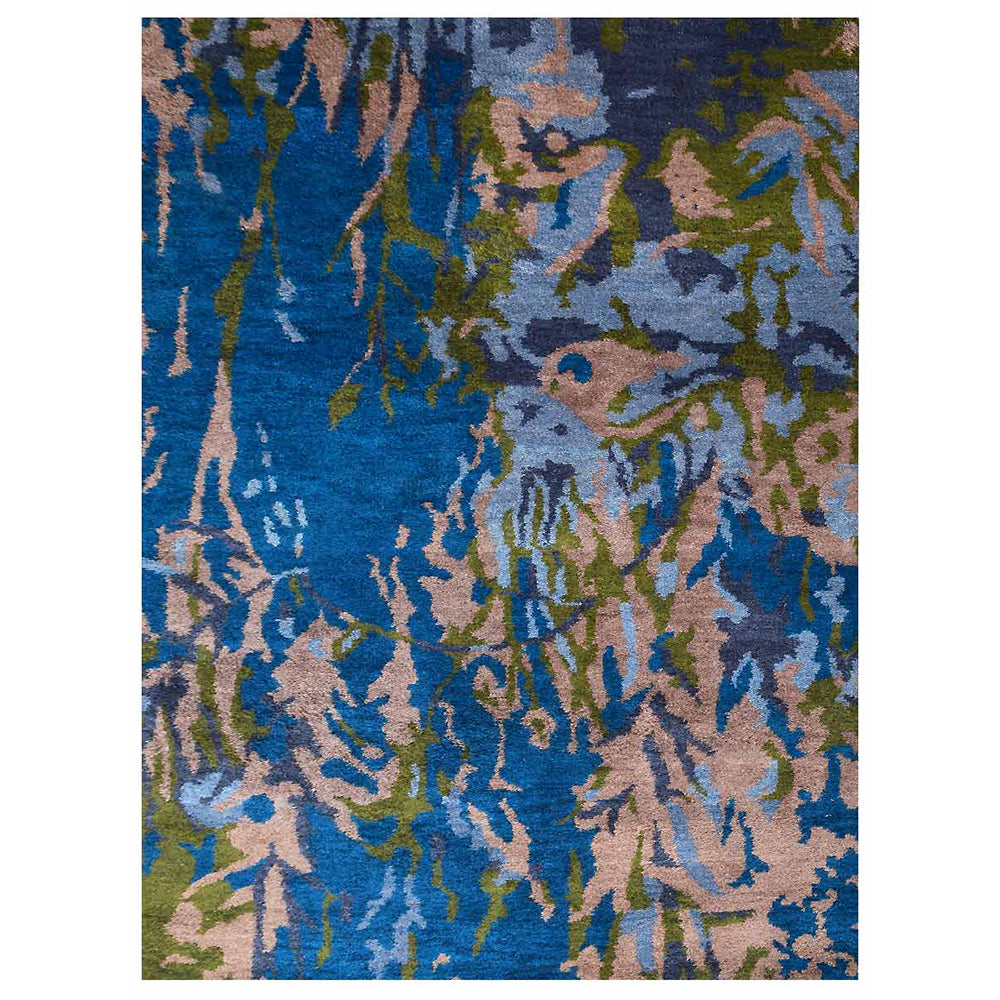 Hand Knotted Silk Area Rug Abstract Multicolor NS0817