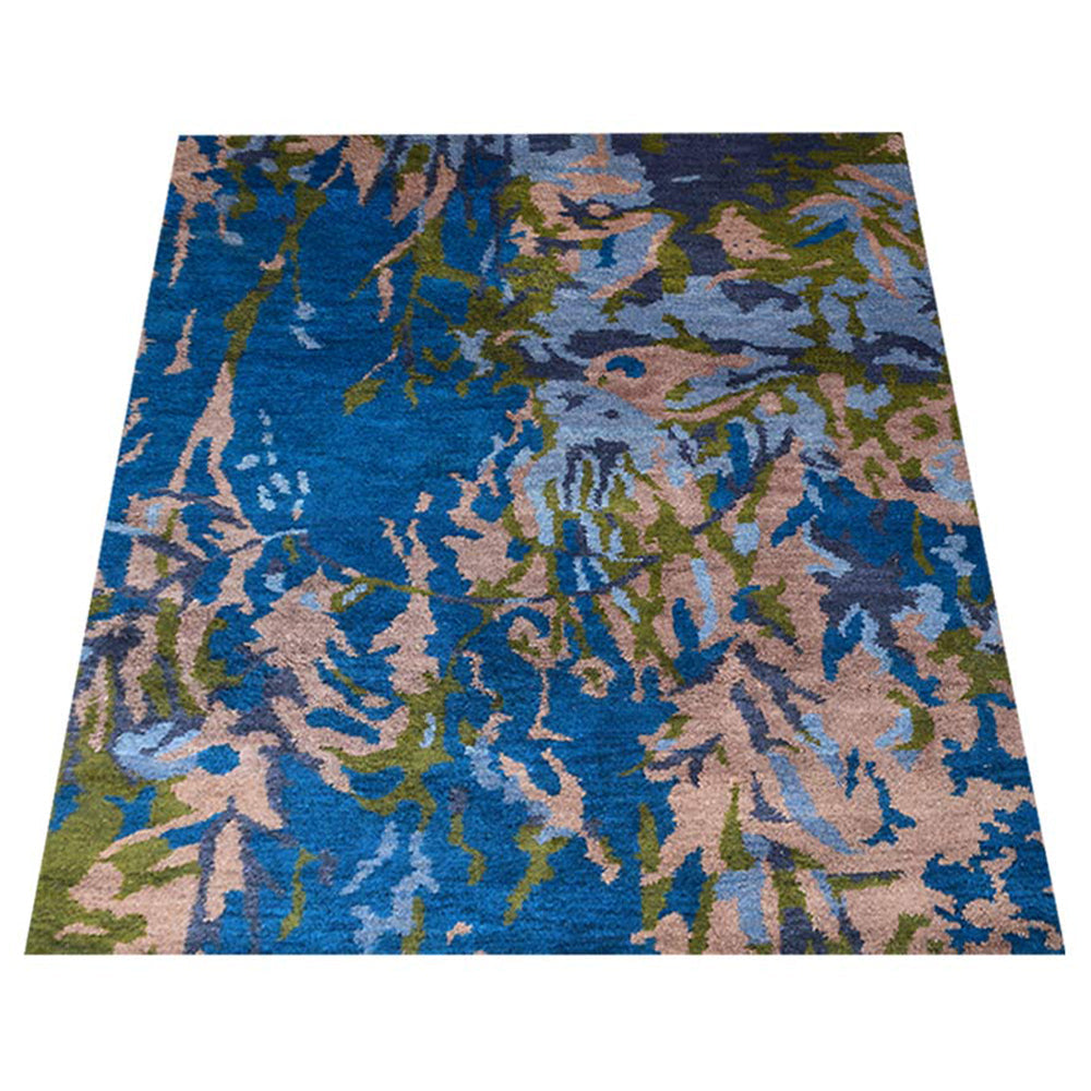 Hand Knotted Silk Area Rug Abstract Multicolor NS0817
