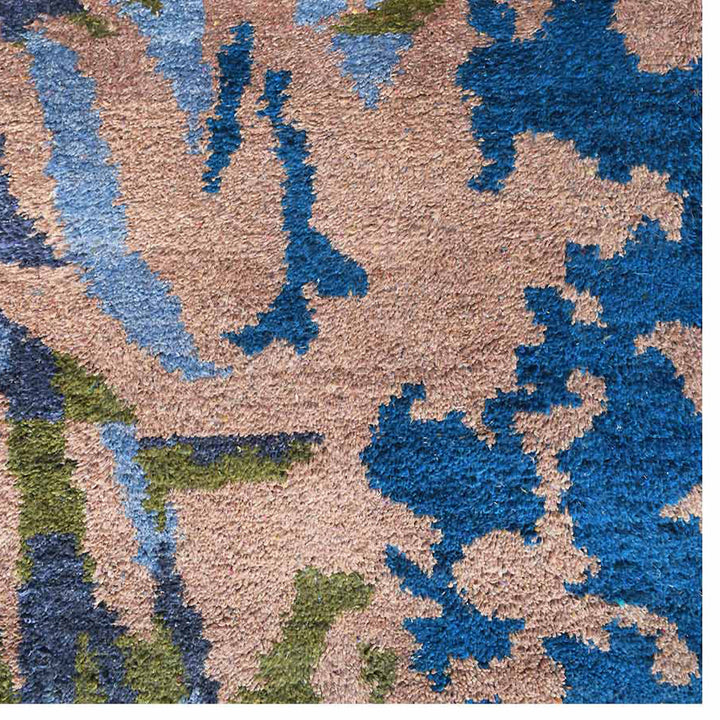 Hand Knotted Silk Area Rug Abstract Multicolor NS0817