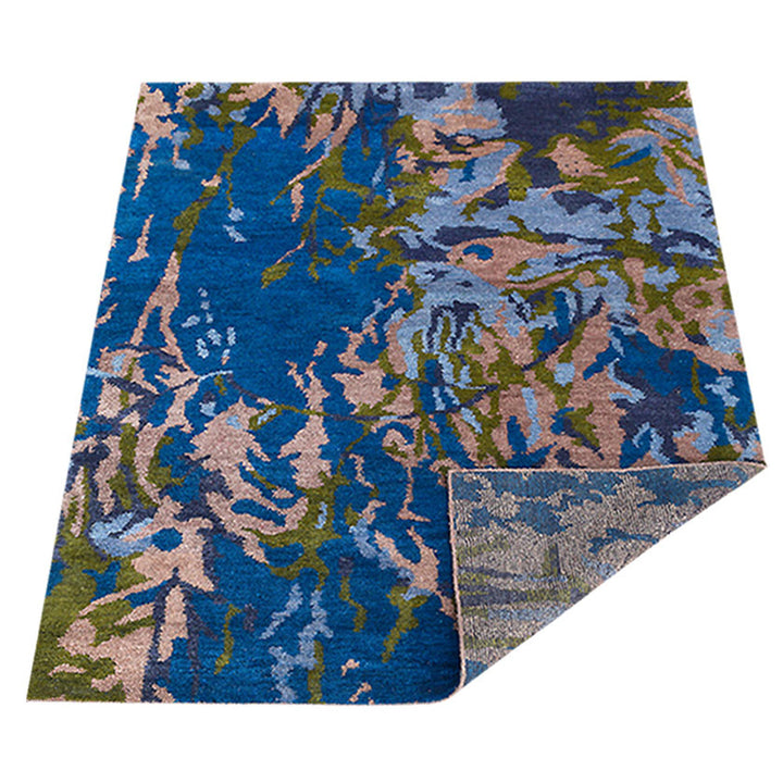 Hand Knotted Silk Area Rug Abstract Multicolor NS0817