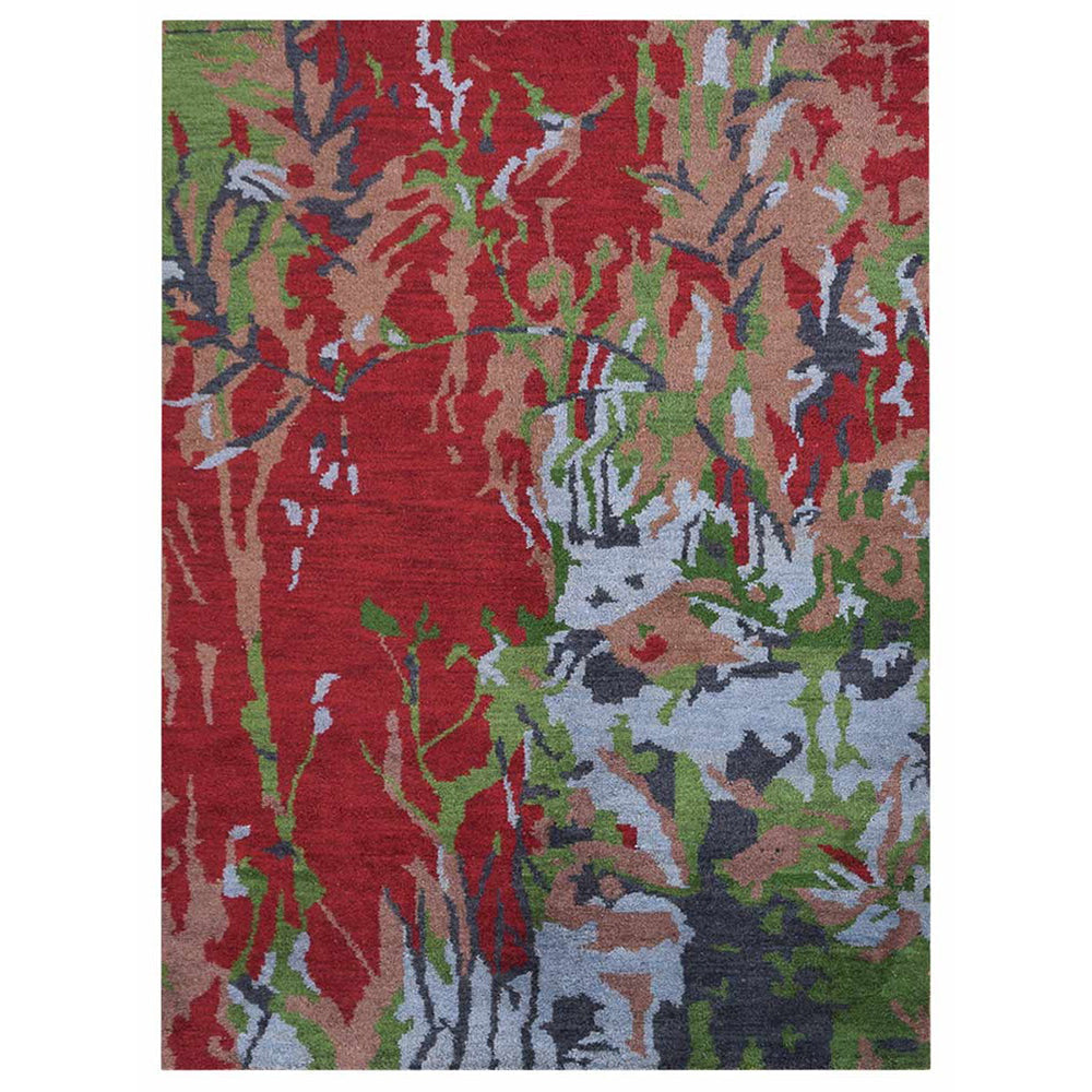 Hand Knotted Silk Area Rug Abstract Multicolor NS0817