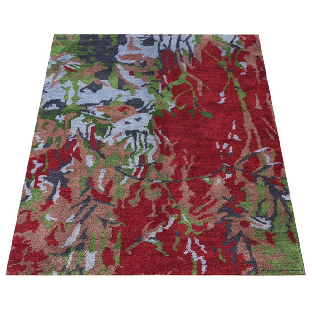 Hand Knotted Silk Area Rug Abstract Multicolor NS0817