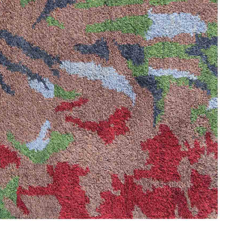 Hand Knotted Silk Area Rug Abstract Multicolor NS0817