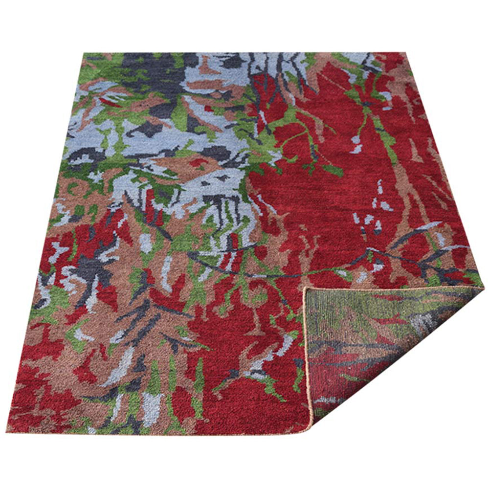 Hand Knotted Silk Area Rug Abstract Multicolor NS0817