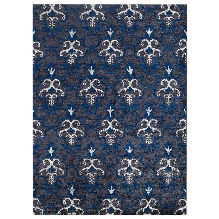 Hand Knotted Silk Area Rug Contemporary Gray White NS1219