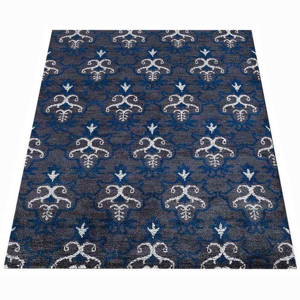 Hand Knotted Silk Area Rug Contemporary Gray White NS1219