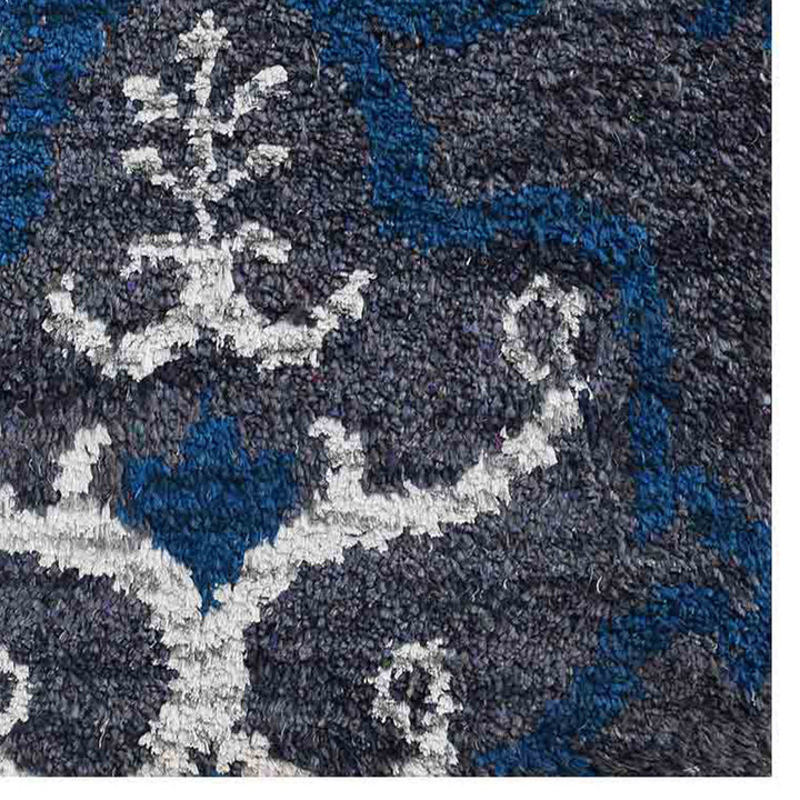 Hand Knotted Silk Area Rug Contemporary Gray White NS1219