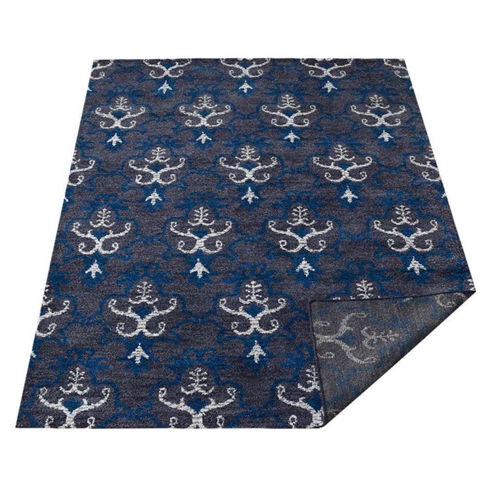 Hand Knotted Silk Area Rug Contemporary Gray White NS1219