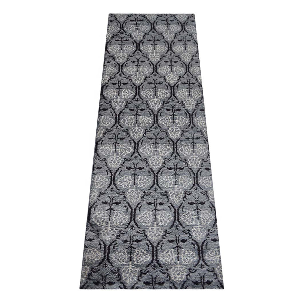 Hand Knotted Silk Area Rug Floral Gray Black NS1221