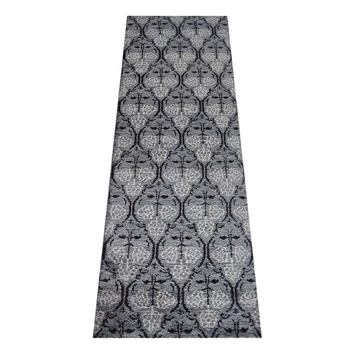 Hand Knotted Silk Area Rug Floral Gray Black NS1221