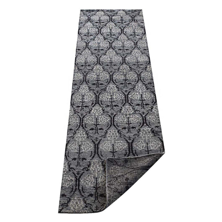 Hand Knotted Silk Area Rug Floral Gray Black NS1221