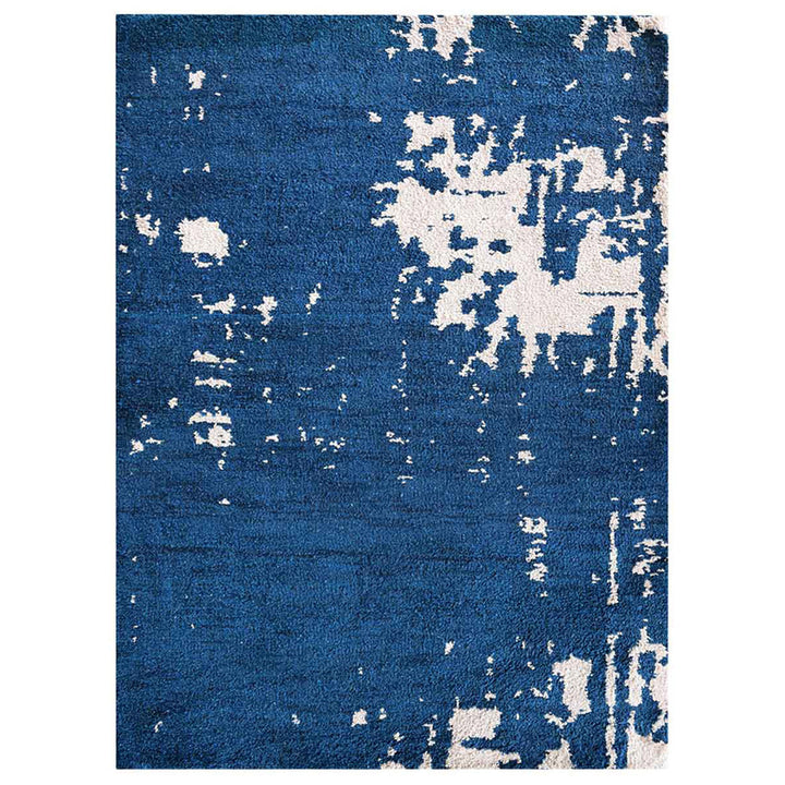 Hand Knotted Silk Area Rug Abstract Blue Beige NS1230