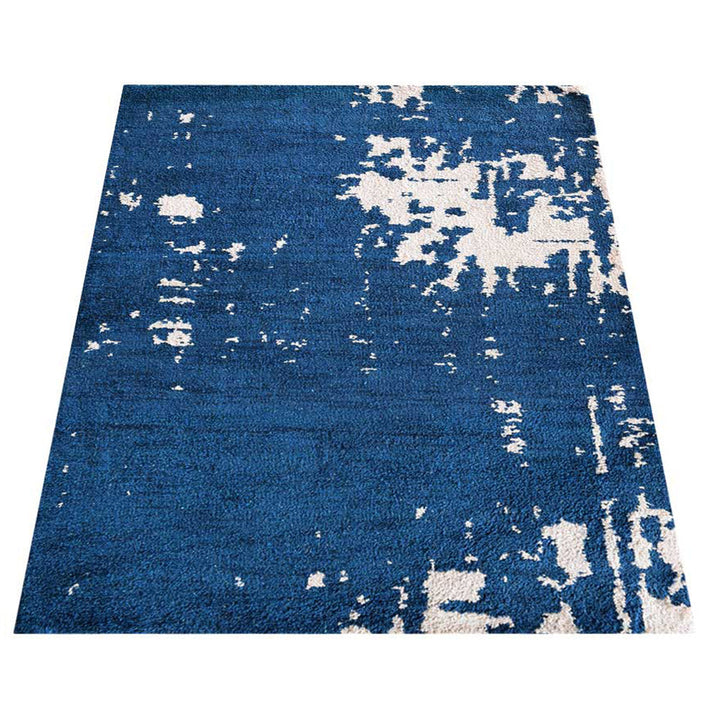 Hand Knotted Silk Area Rug Abstract Blue Beige NS1230