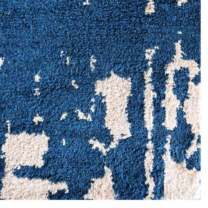 Hand Knotted Silk Area Rug Abstract Blue Beige NS1230