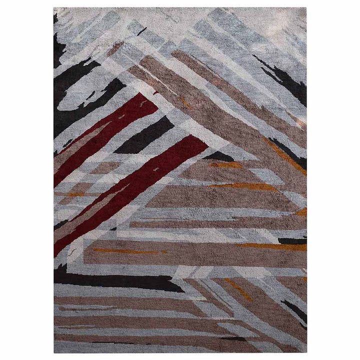 Hand Knotted Silk Area Rug Abstract Multicolor NS1232