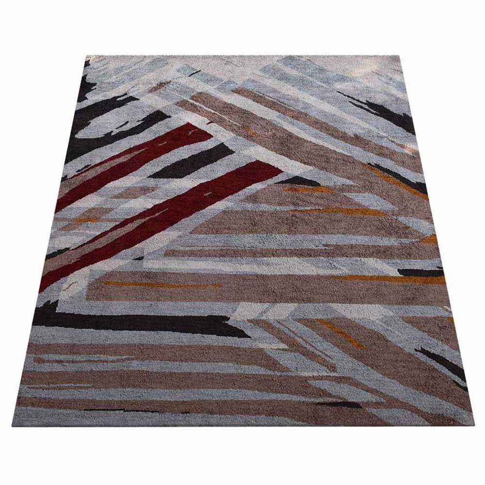 Hand Knotted Silk Area Rug Abstract Multicolor NS1232