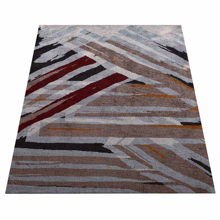 Hand Knotted Silk Area Rug Abstract Multicolor NS1232