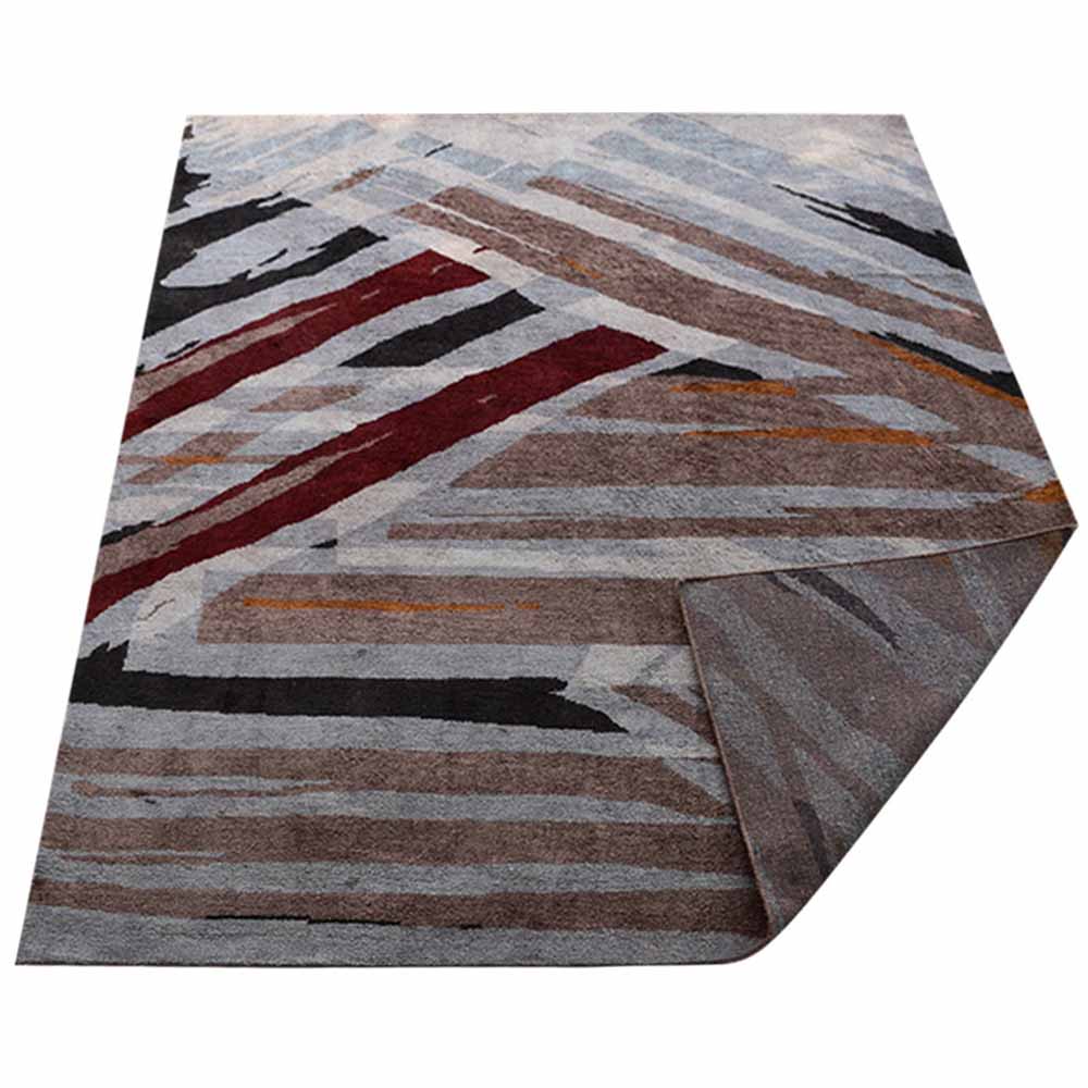 Hand Knotted Silk Area Rug Abstract Multicolor NS1232