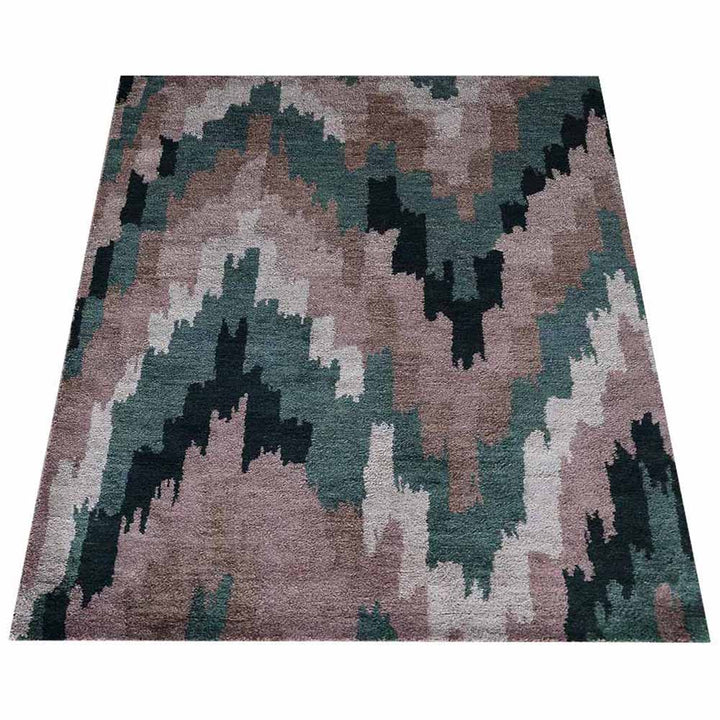 Hand Knotted Silk Area Rug Abstract Multicolor NS1233