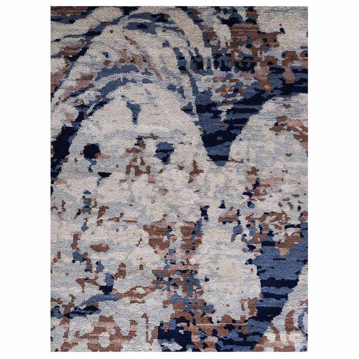 Hand Knotted Silk Area Rug Abstract Beige NS1239