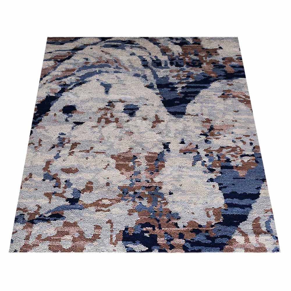 Hand Knotted Silk Area Rug Abstract Beige NS1239