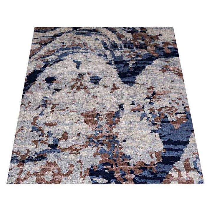 Hand Knotted Silk Area Rug Abstract Beige NS1239