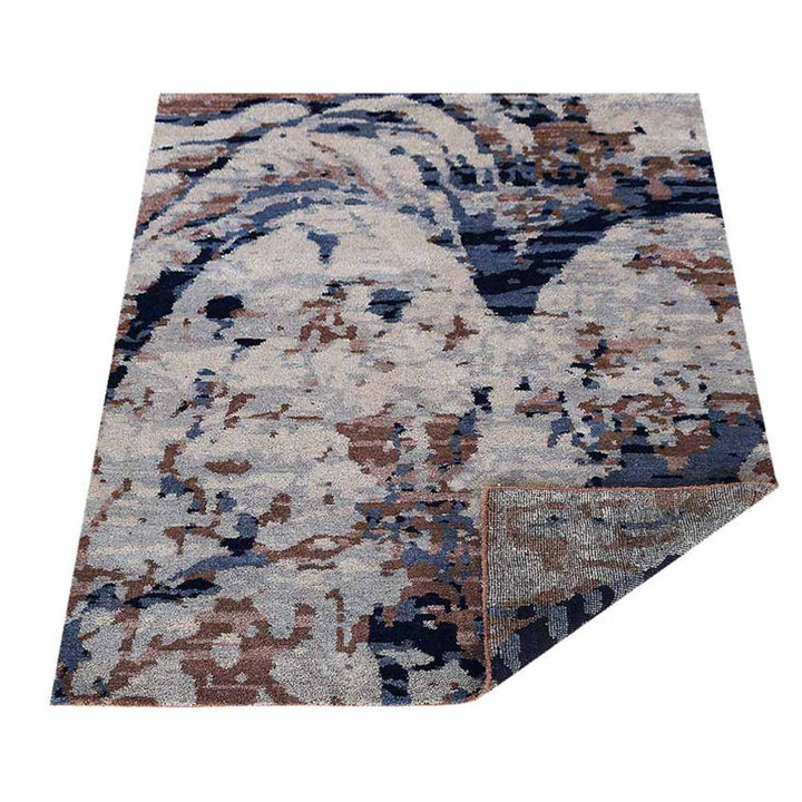 Hand Knotted Silk Area Rug Abstract Beige NS1239
