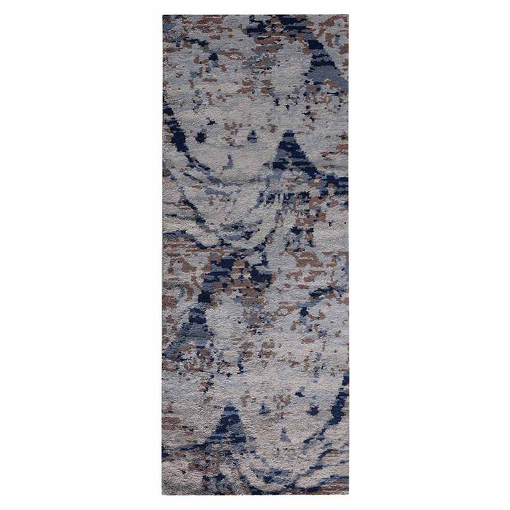 Hand Knotted Silk Area Rug Abstract Beige NS1239