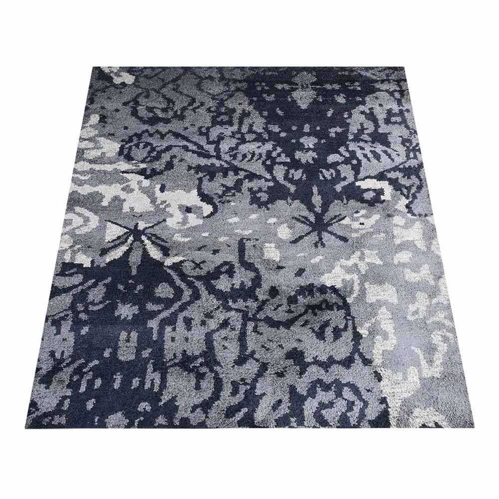 Hand Knotted Silk Area Rug Abstract Gray White NS3301