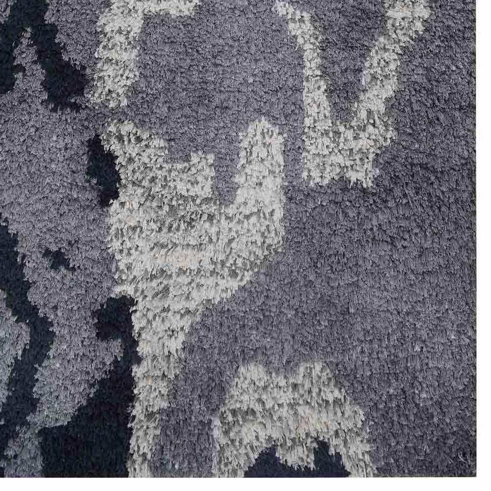 Hand Knotted Silk Area Rug Abstract Gray White NS3301