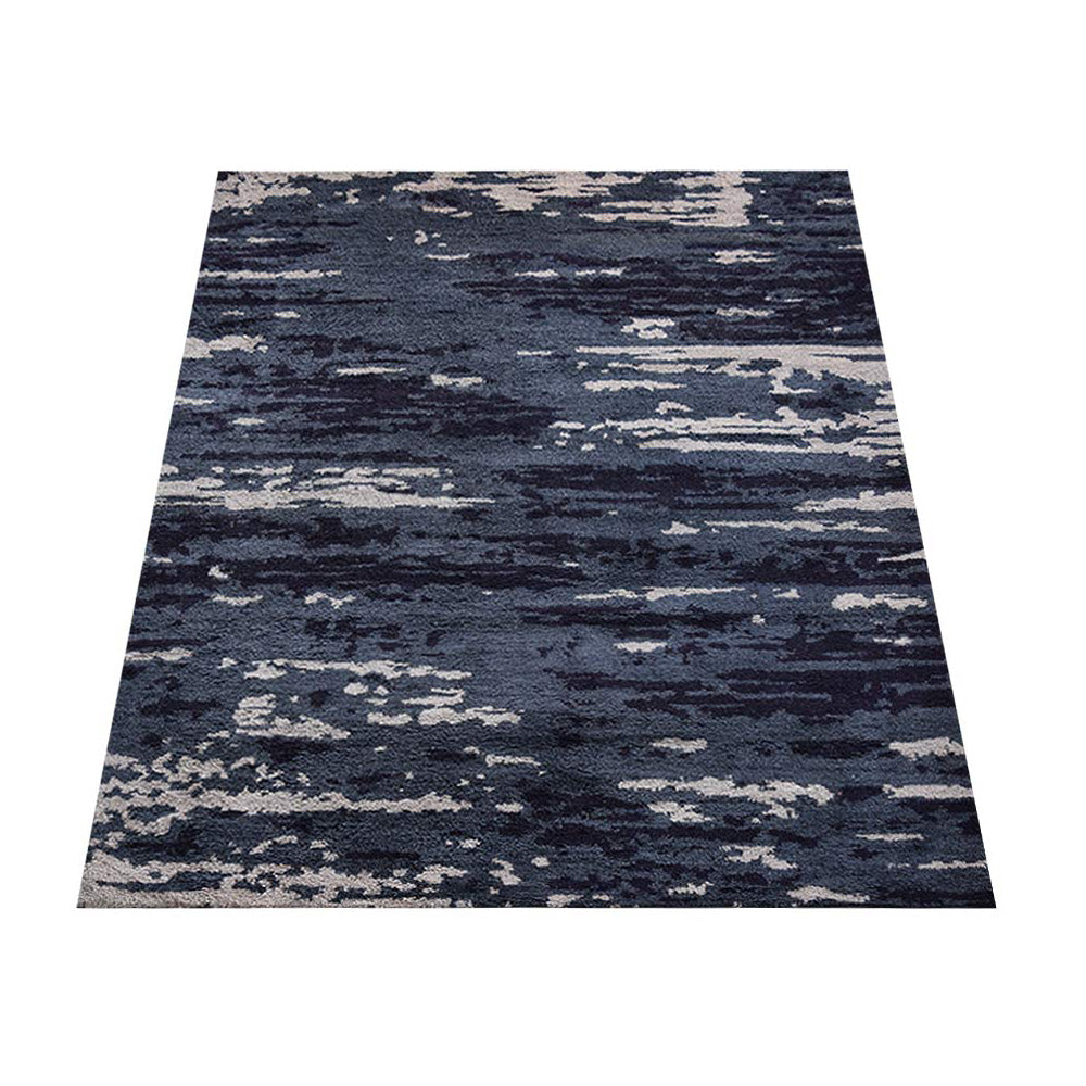 Hand Knotted Silk Area Rug Abstract Blue White NS3304